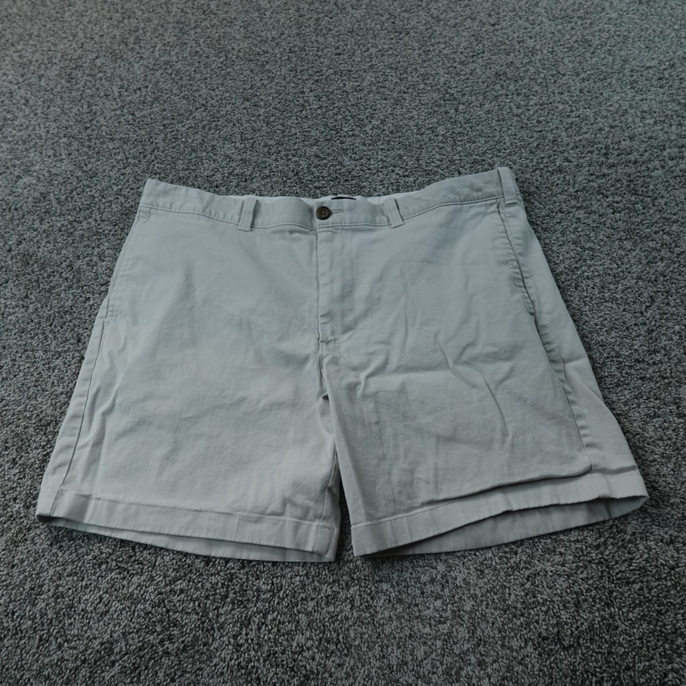 J Crew Shorts Mens 38 Gray Beige Chino Flat Front Stretch Preppy Golf Casual Dad